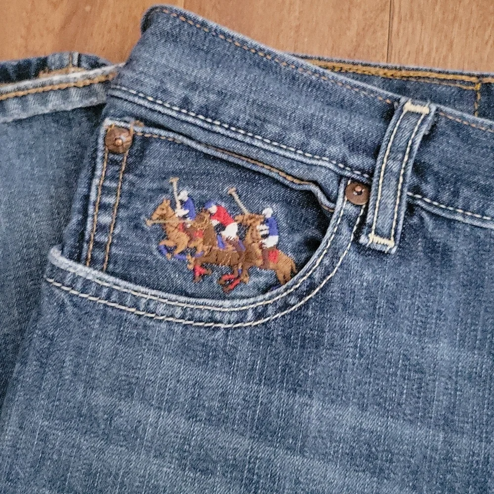 Polo Ralph Lauren Boys Straight Leg Jeans Blue Denim Multi Pony Embroidered 14